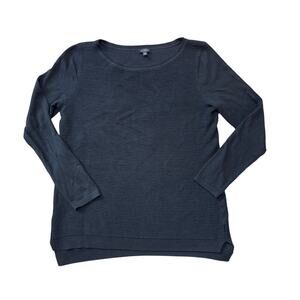 TALBOTS Black Cotton Ribbed Crewneck shirt/sweater, Size medium